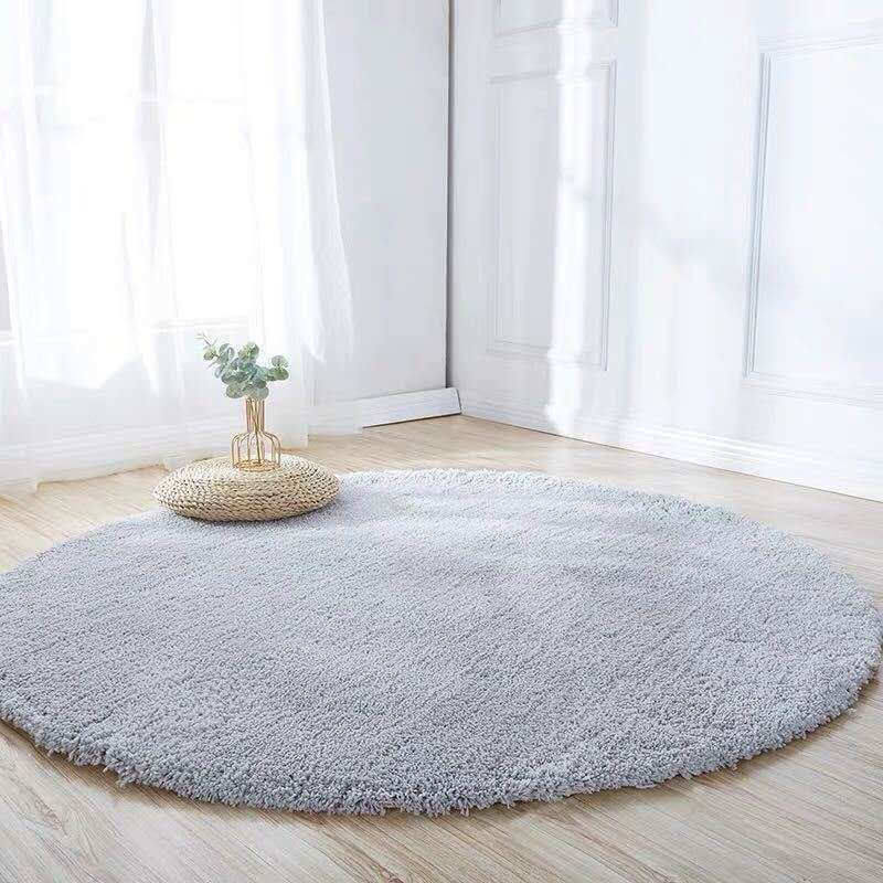 Silverygray Solid Colour Round Rugs Pattern Carpets For Living Room Bedroom Hall
