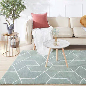 Lively Green Geometric Pattern Shaggy Rugs For Living Room Bedroom Hall