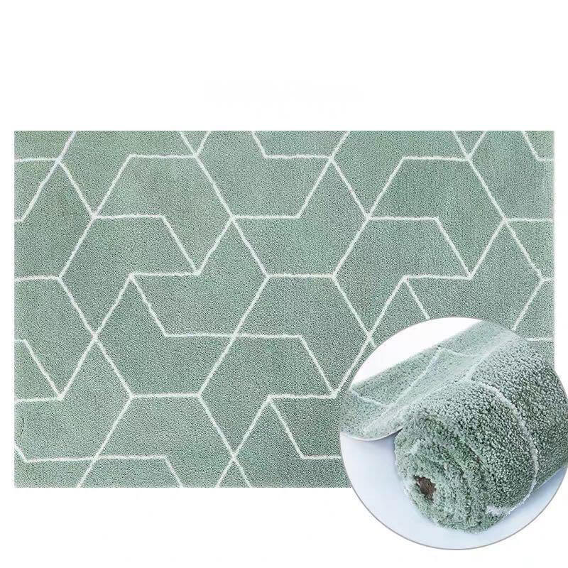 Lively Green Geometric Pattern Shaggy Rugs For Living Room Bedroom Hall