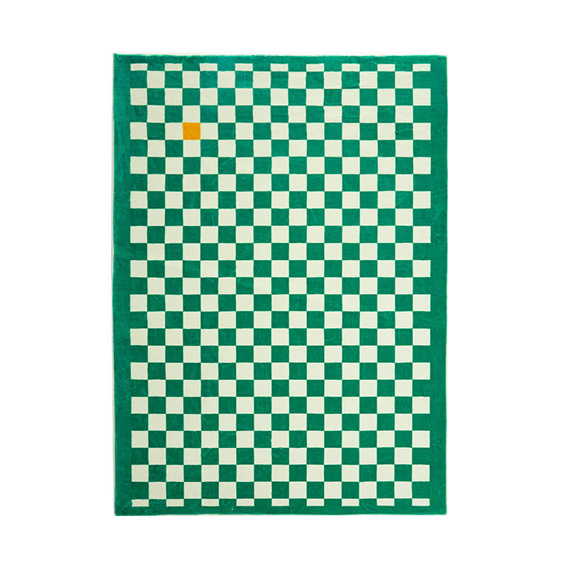 Green Checkerboard Pattern Shaggy Rugs For Living Room Bedroom Hall