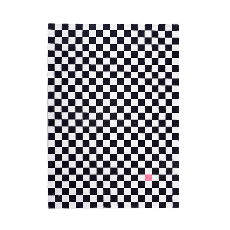 Black Checkerboard Pattern Shaggy Rugs For Living Room Bedroom Hall