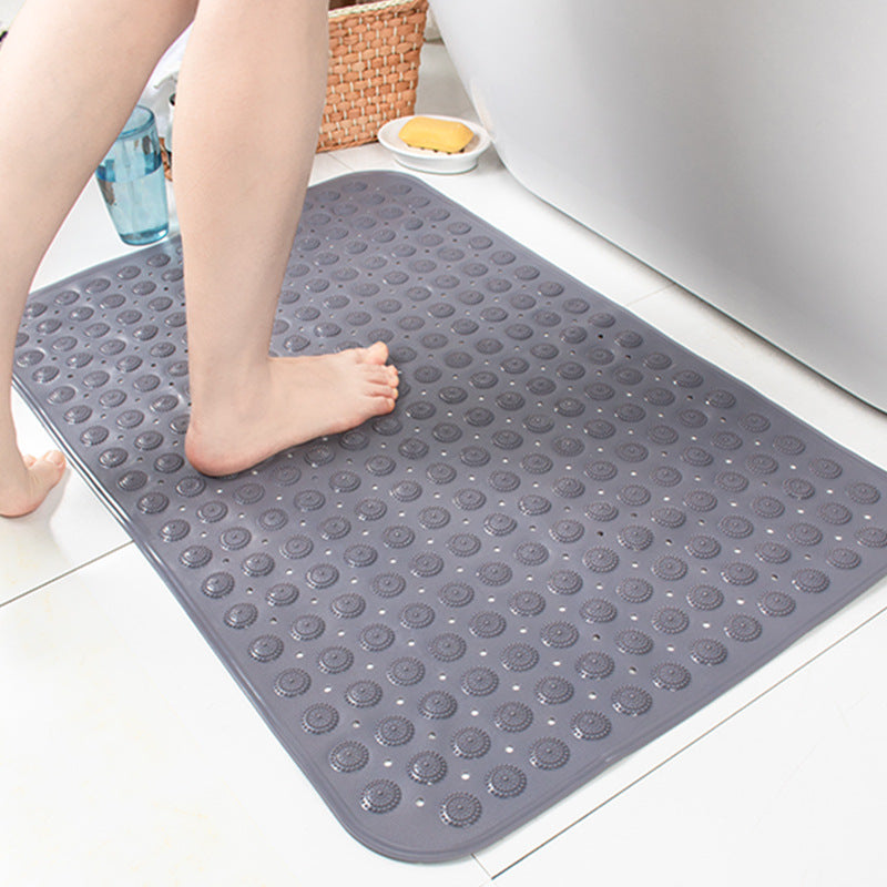 Grey Simplicity Bathroom Shower Mats Tub Mat Antibacterial With Suction Cups and Drain Holes