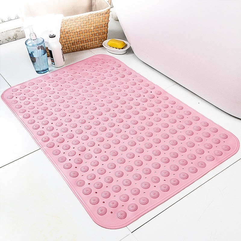 Pink Simplicity Bathroom Shower Mats Tub Mat Antibacterial With Suction Cups and Drain Holes