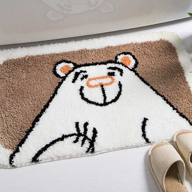 Cartoon Cute Bear Patterned Entryway Doormat Rugs Kitchen Bathroom Anti-skip Mats