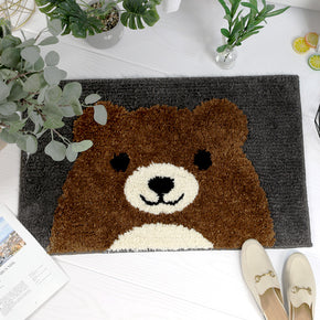 Cartoon Cute Bear Patterned Entryway Doormat Rugs Kitchen Bathroom Anti-skip Mats