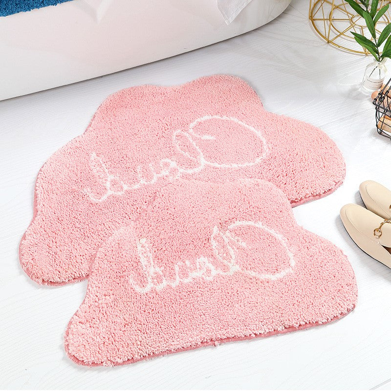 Pink Cloud Shape Patterned Entryway Doormat Rugs Kitchen Bathroom Anti-skip Mats