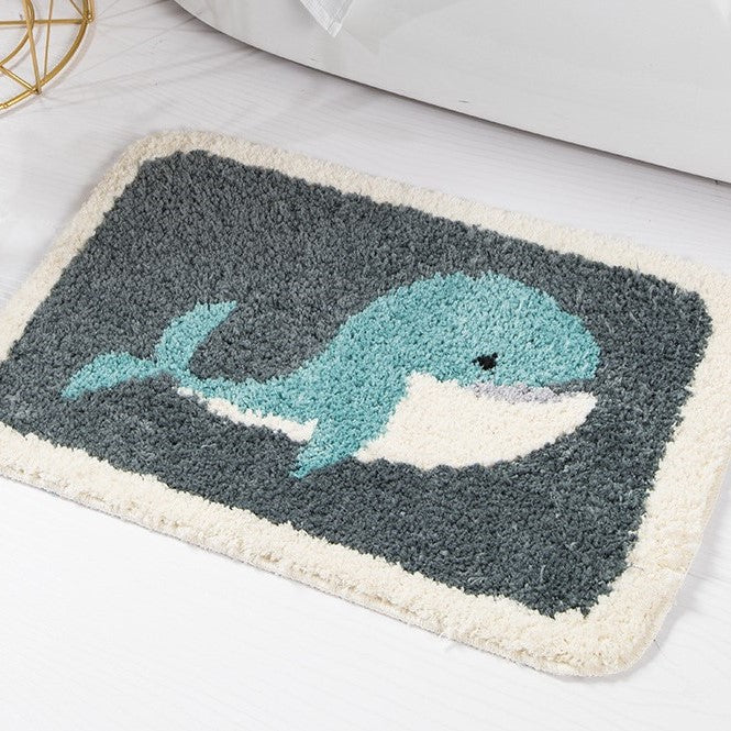 Cartoon Cute Dolphin Patterned Entryway Doormat Rugs Kitchen Bathroom Anti-skip Mats
