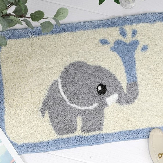Cartoon Cute Elephant Patterned Entryway Doormat Rugs Kitchen Bathroom Anti-skip Mats