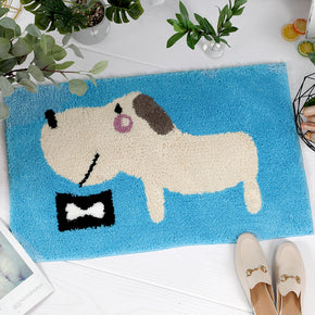 Cartoon Cute Dog and Bone Patterned Entryway Doormat Rugs Kitchen Bathroom Anti-skip Mats