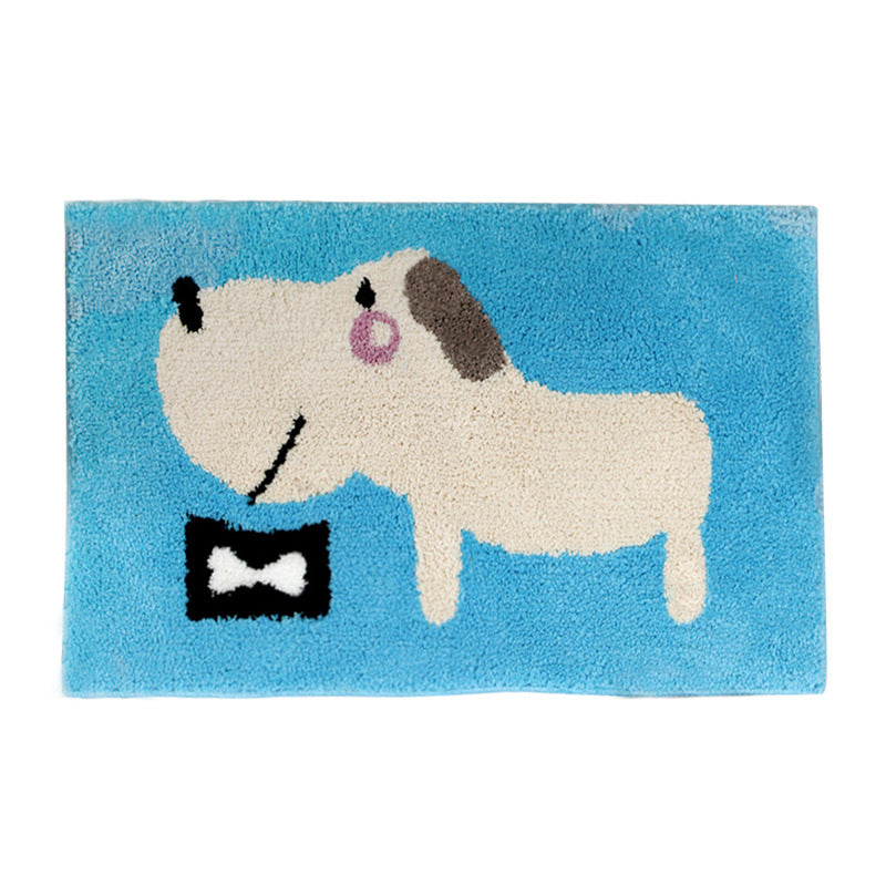 Cartoon Cute Dog and Bone Patterned Entryway Doormat Rugs Kitchen Bathroom Anti-skip Mats