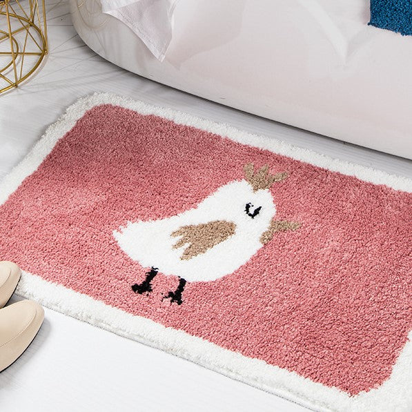 Cartoon Cute Bird Patterned Entryway Doormat Rugs Kitchen Bathroom Anti-skip Mats