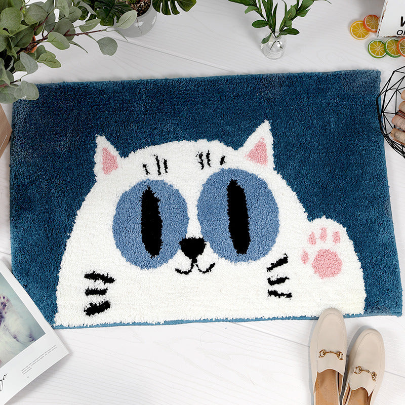 Cartoon Cute Cat Patterned Entryway Doormat Rugs Kitchen Bathroom Anti-skip Mats