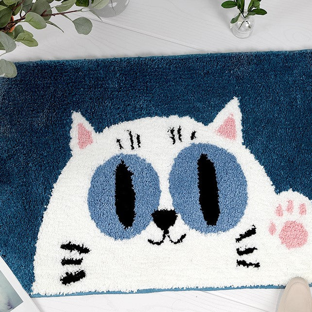 Cartoon Cute Cat Patterned Entryway Doormat Rugs Kitchen Bathroom Anti-skip Mats