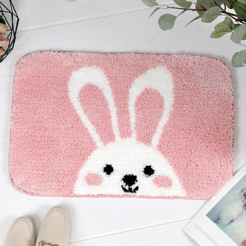 Cartoon Pink Cute Rabbit Bunny Patterned Entryway Doormat Rugs Kitchen Bathroom Anti-skip Mats