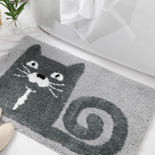 Cartoon Cute Cat Patterned Entryway Doormat Rugs Kitchen Bathroom Anti-skip Mats