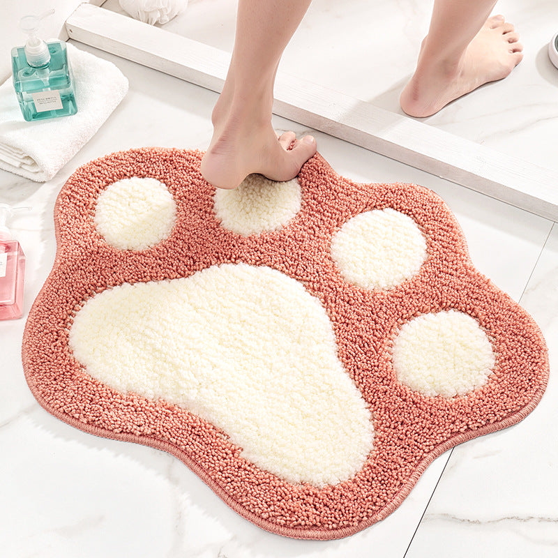 Pink Cute Cartoon Cat Claw Girl's Bedroom Kids Room Bedside Floor Mat Bathroom Entryway Anti-slip Doormat Rugs