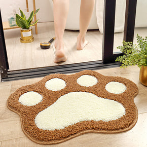 Brown Lovely Cartoon Cat Claw Girl's Bedroom Kids Room Bedside Floor Mat Bathroom Entryway Anti-slip Doormat Rugs