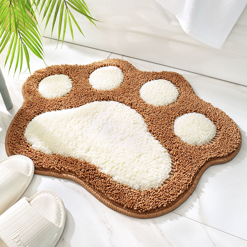 Brown Lovely Cartoon Cat Claw Girl's Bedroom Kids Room Bedside Floor Mat Bathroom Entryway Anti-slip Doormat Rugs