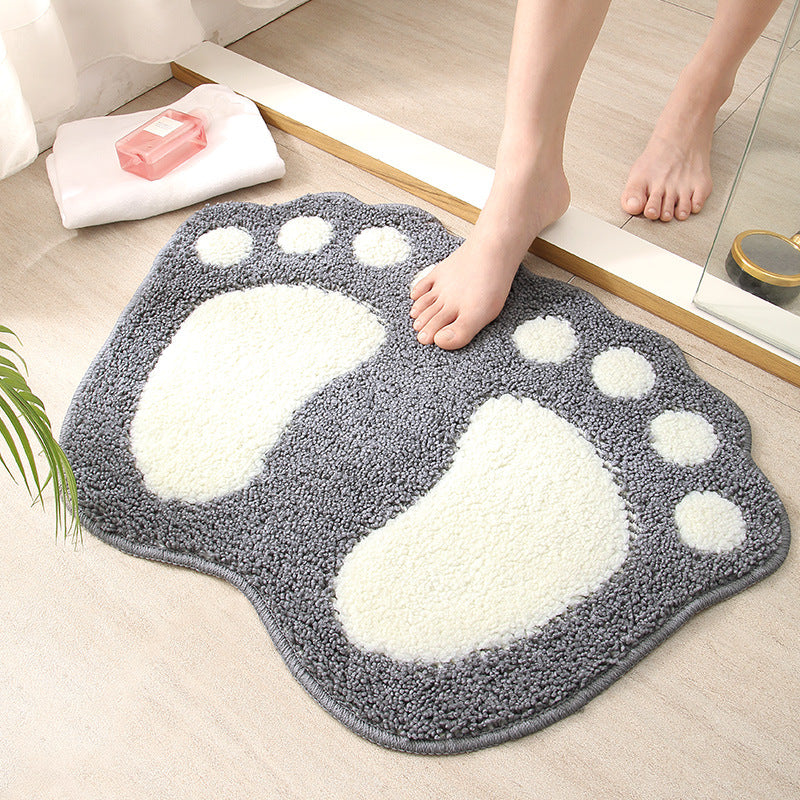 Grey Feet Shape Girl's Bedroom Kids Room Bedside Floor Mat Bathroom Entryway Anti-slip Doormat Rugs