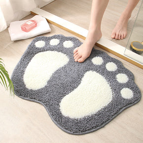 Grey Feet Shape Girl's Bedroom Kids Room Bedside Floor Mat Bathroom Entryway Anti-slip Doormat Rugs