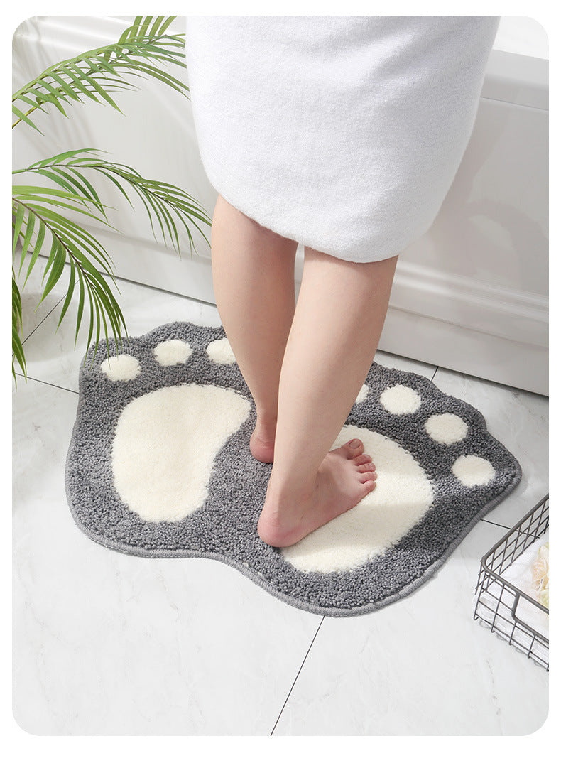 Grey Feet Shape Girl's Bedroom Kids Room Bedside Floor Mat Bathroom Entryway Anti-slip Doormat Rugs