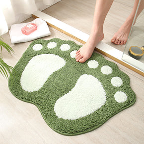 Green Feet Shape Girl's Bedroom Kids Room Bedside Floor Mat Bathroom Entryway Anti-slip Doormat Rugs