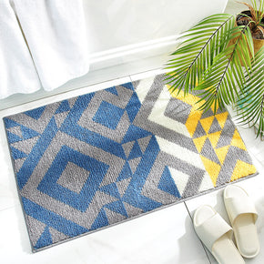 Blue Simple Striped Patterned Entryway Doormat Rugs Kitchen Bathroom Anti-skip Mats