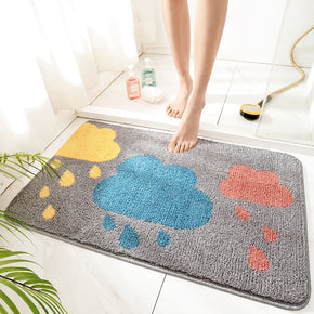 Clouds Patterned Dark Grey Entryway Doormat Rugs Kitchen Bathroom Anti-slip Mats