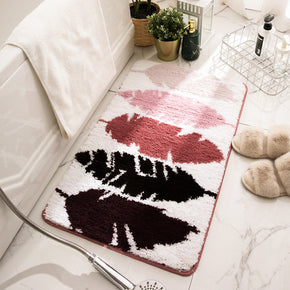 Five Colours Leaves Patterned White Entryway Doormat Rugs Kitchen Bathroom Anti-slip Mats