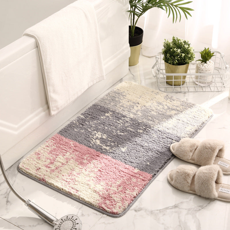 Ink Grey Pink Striped Patterned Entryway Doormat Rugs Kitchen Bathroom Anti-slip Mats