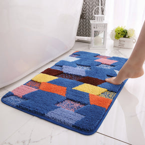 Blue Diamond Striped Patterned Entryway Doormat Rugs Kitchen Bathroom Anti-slip Mats