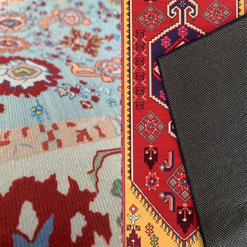 Round Blue Pattern Rugs for Living Room Bedroom Office