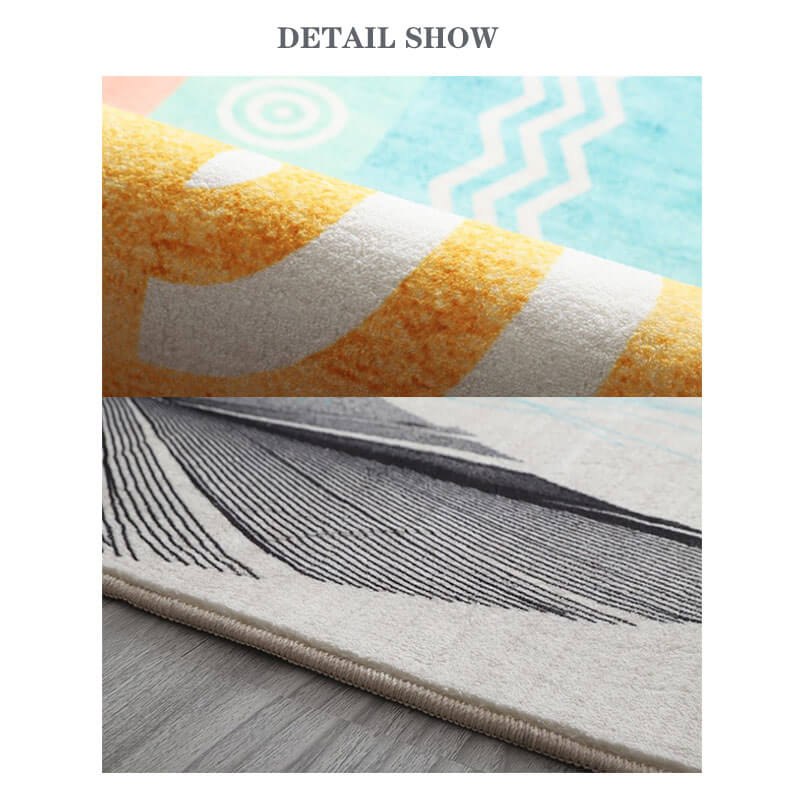 Simple Lines Square Printed Imitation Cashmere Area Rugs For Living Room Hall Office Bedroom