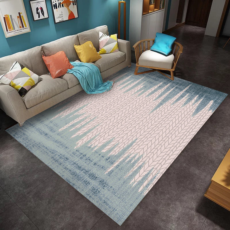 Blue White Geometric Modern Striped Patterned Non-slip Sofa Rug Table Rug Area Rugs Customizable