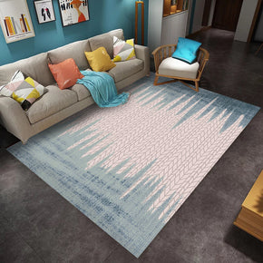 Blue White Geometric Modern Striped Patterned Non-slip Sofa Rug Table Rug Area Rugs Customizable