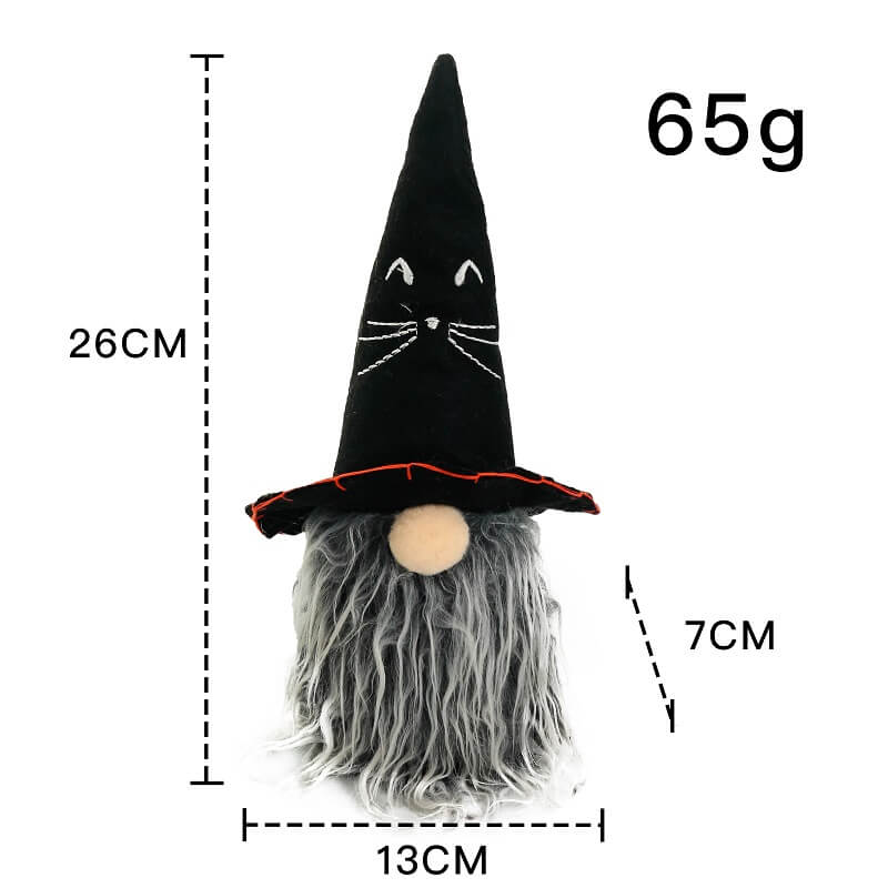 Halloween Peaked Hat and Long Bearded Gnome Doll Window Table Decoration
