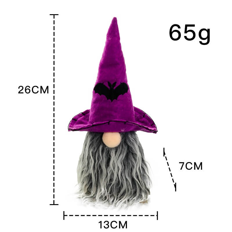 Halloween Peaked Hat and Long Bearded Gnome Doll Window Table Decoration