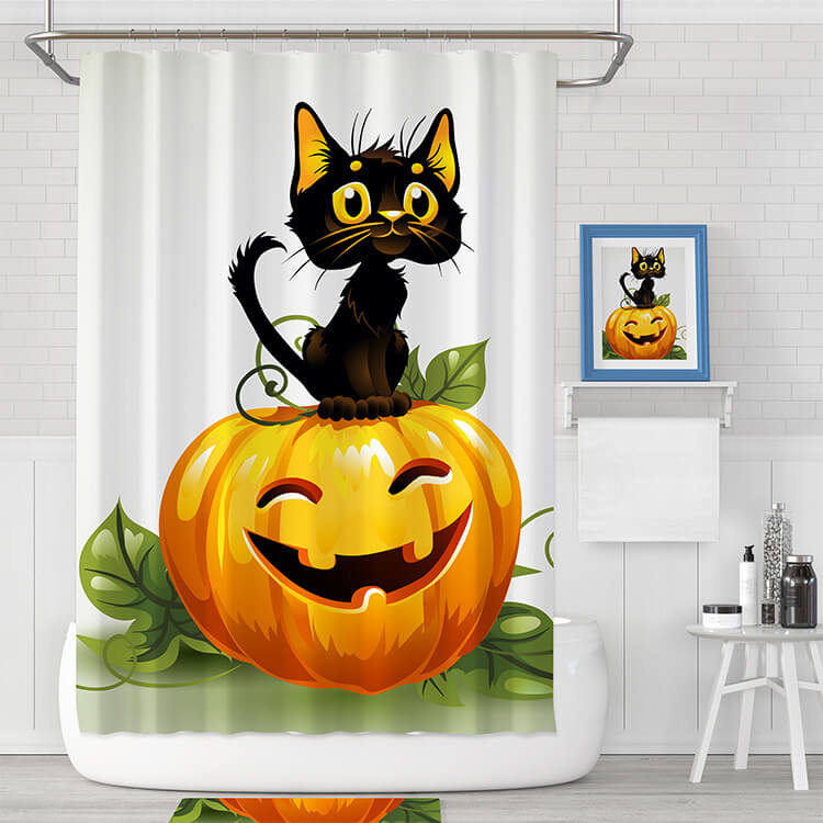 Halloween Shower Curtain Decoration with Hooks Waterproof and Washable