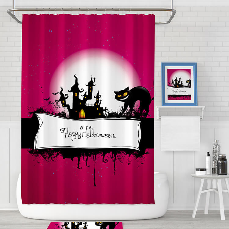 Halloween Shower Curtain Decoration with Hooks Waterproof and Washable