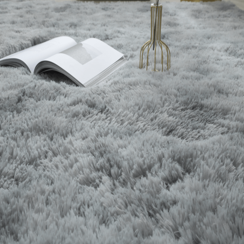 Gradient Light Grey Colour Modern Plain Carpet Bedroom Living Room Sofa Rugs Soft Plush Shaggy Rugs