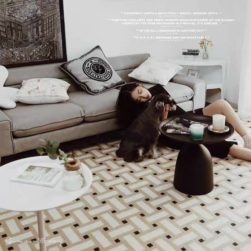 French Retro Styles Coffee Table Mat Soft Faux Cashmere Rug for Living Room Bedroom