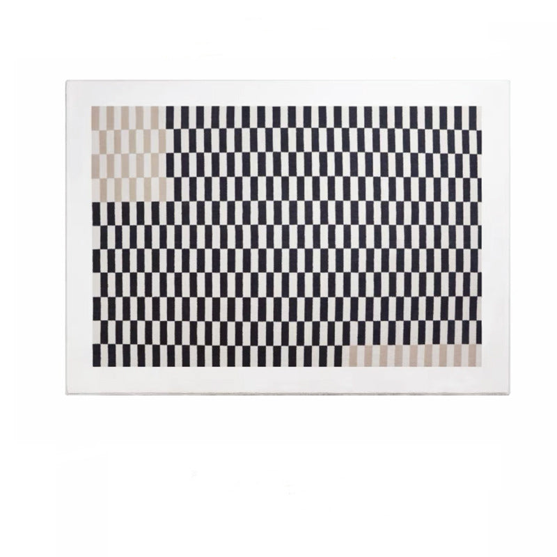 Vintage Grid Styles Coffee Table Mat Soft Faux Cashmere Rug for Living Room Bedroom