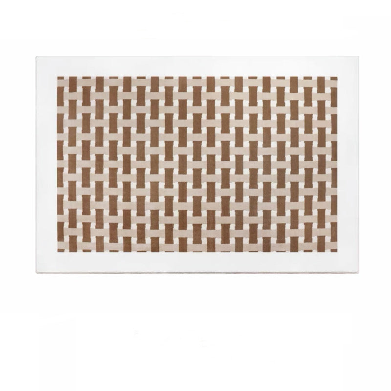 Vintage Grid Styles Coffee Table Mat Soft Faux Cashmere Rug for Living Room Bedroom