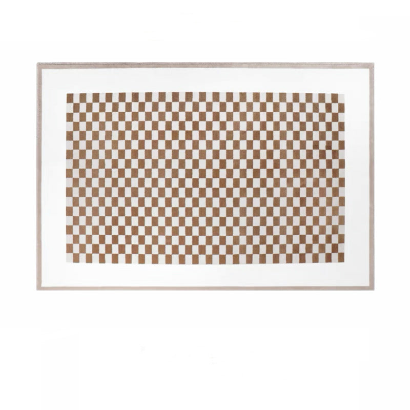 Vintage Grid Styles Coffee Table Mat Soft Faux Cashmere Rug for Living Room Bedroom