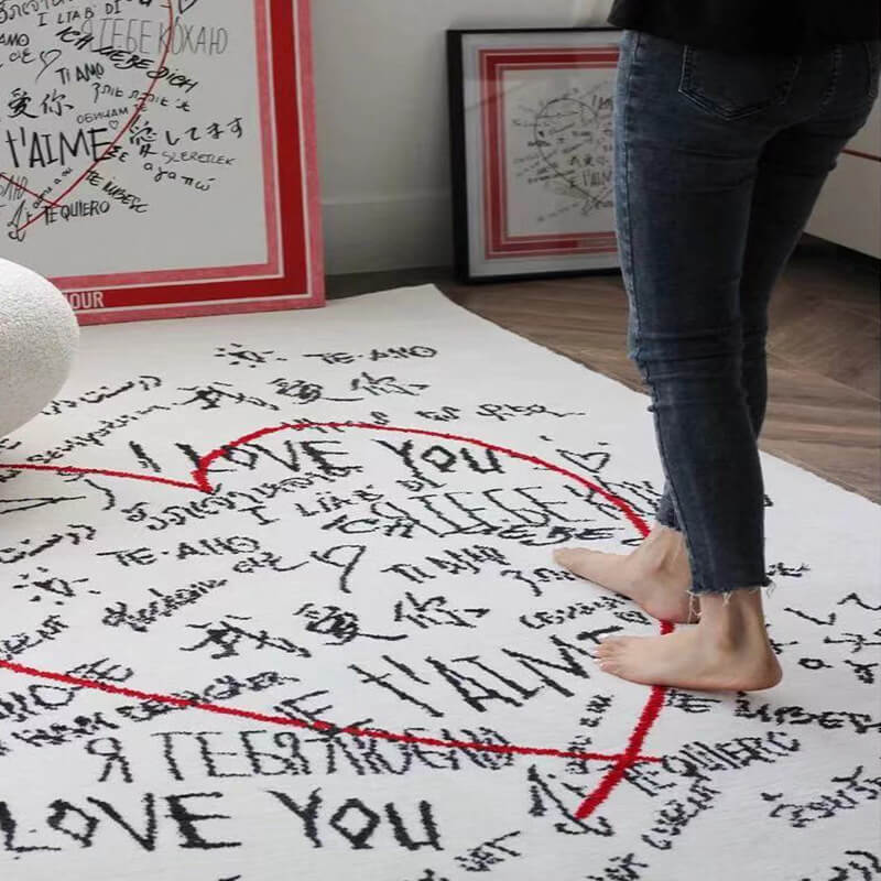I Love You in all languages Floor Mat Soft Faux Cashmere Rug