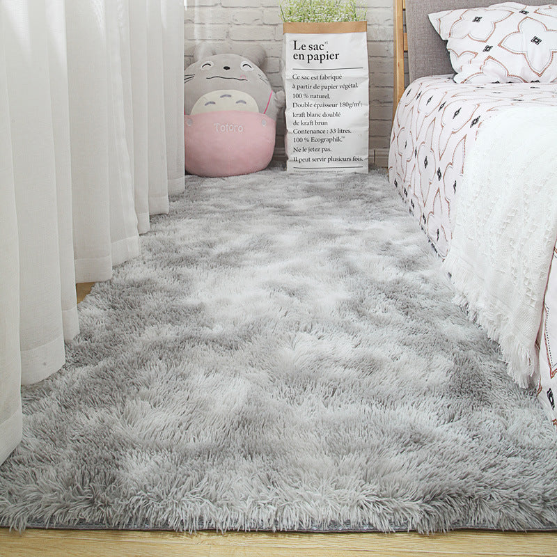Gradient Light Grey Colour Modern Plain Carpet Bedroom Living Room Sofa Rugs Soft Plush Shaggy Rugs