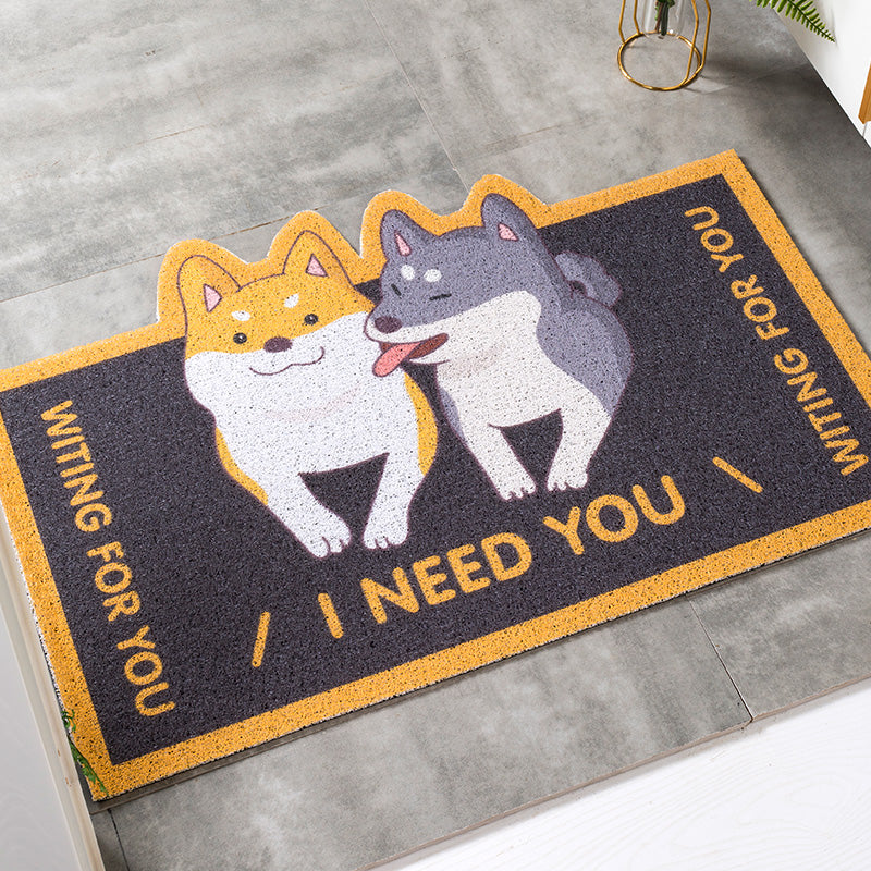 Lovely Dogs Pets Sand Dust Scraping Abrasion Resistance  Durable Non-slip Mats Cartoon Doormat