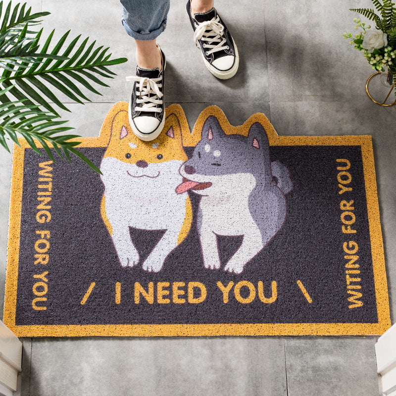 Lovely Dogs Pets Sand Dust Scraping Abrasion Resistance  Durable Non-slip Mats Cartoon Doormat