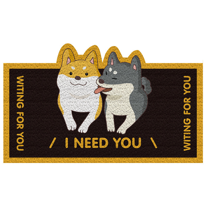 Lovely Dogs Pets Sand Dust Scraping Abrasion Resistance  Durable Non-slip Mats Cartoon Doormat