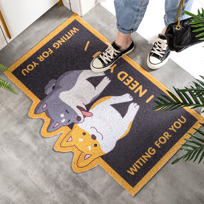 Lovely Dogs Pets Sand Dust Scraping Abrasion Resistance  Durable Non-slip Mats Cartoon Doormat